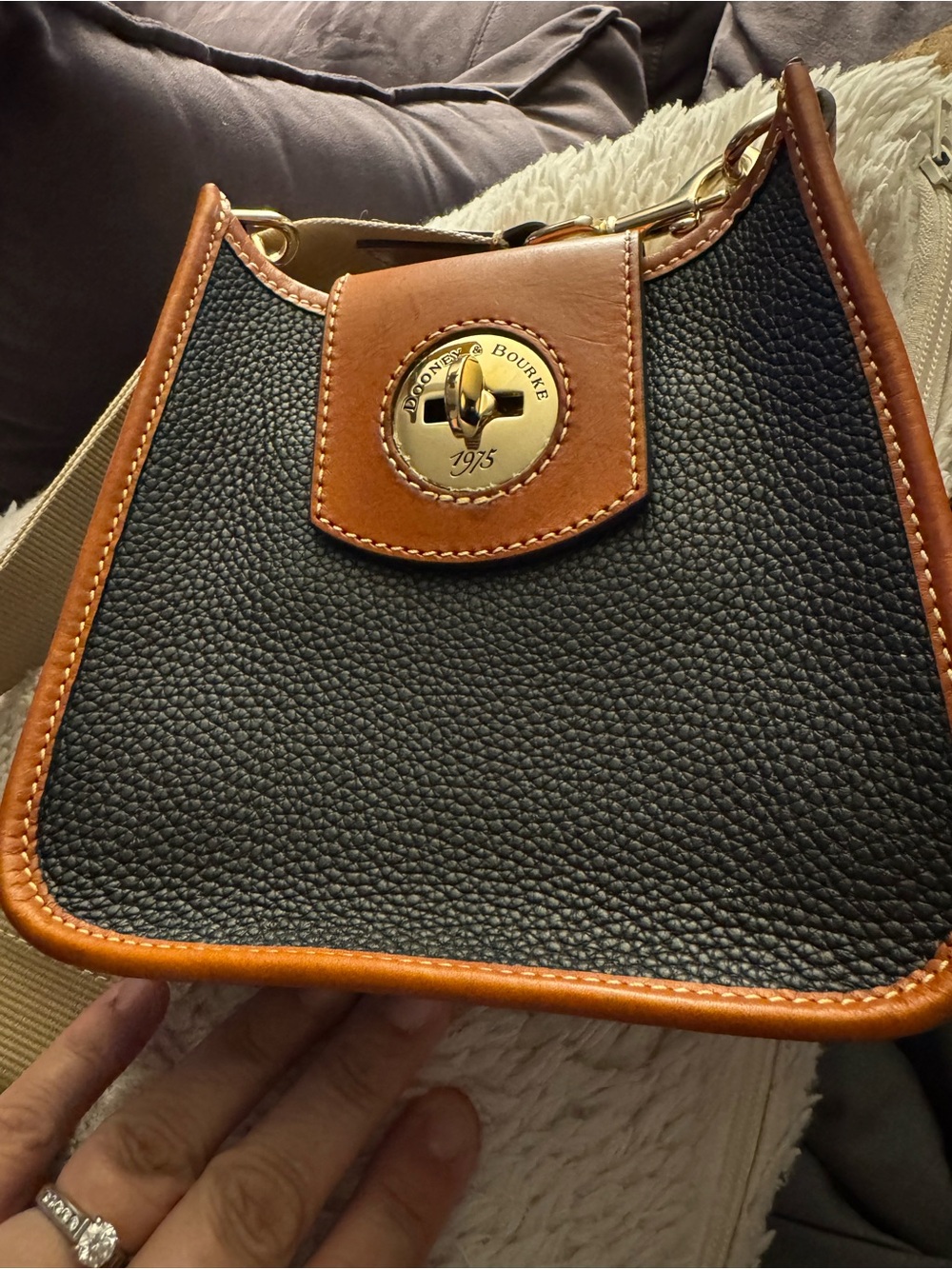 Dooney & Bourke Pebble Grain Leather Crossbody Bag Black/British Tan
